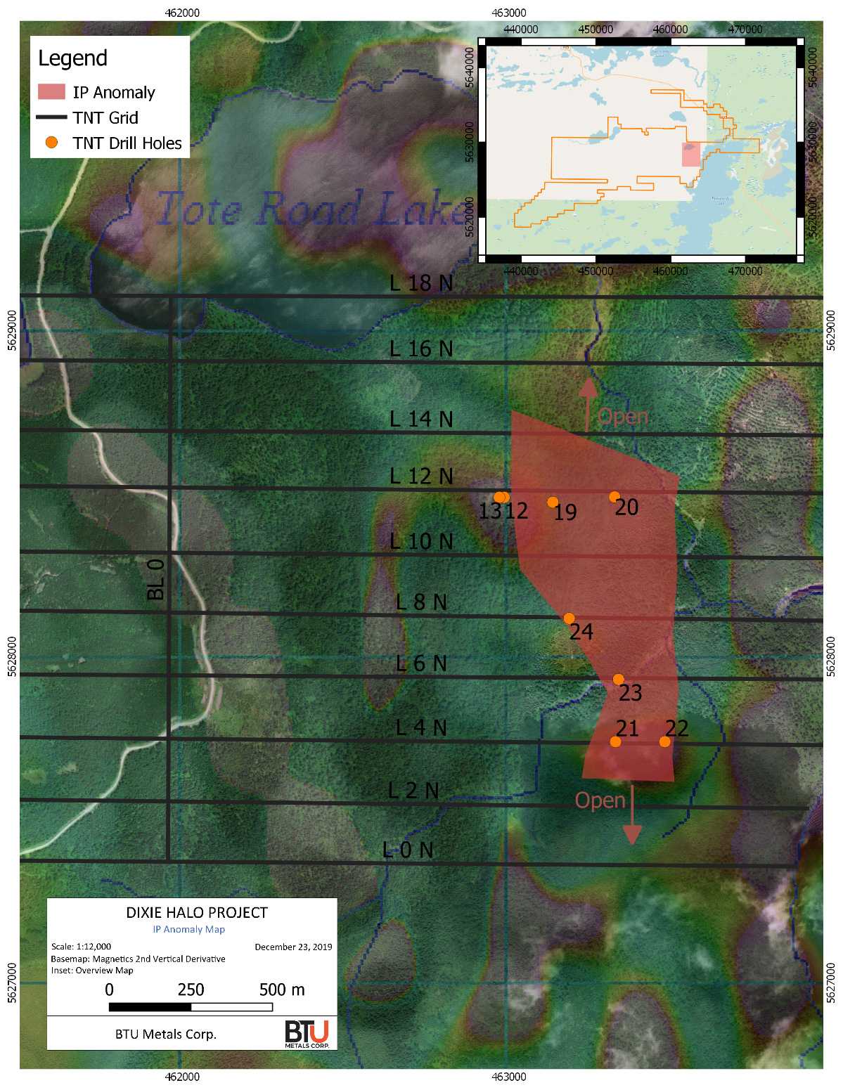 BTU Metals' Dixie Halo IP Anomaly Map